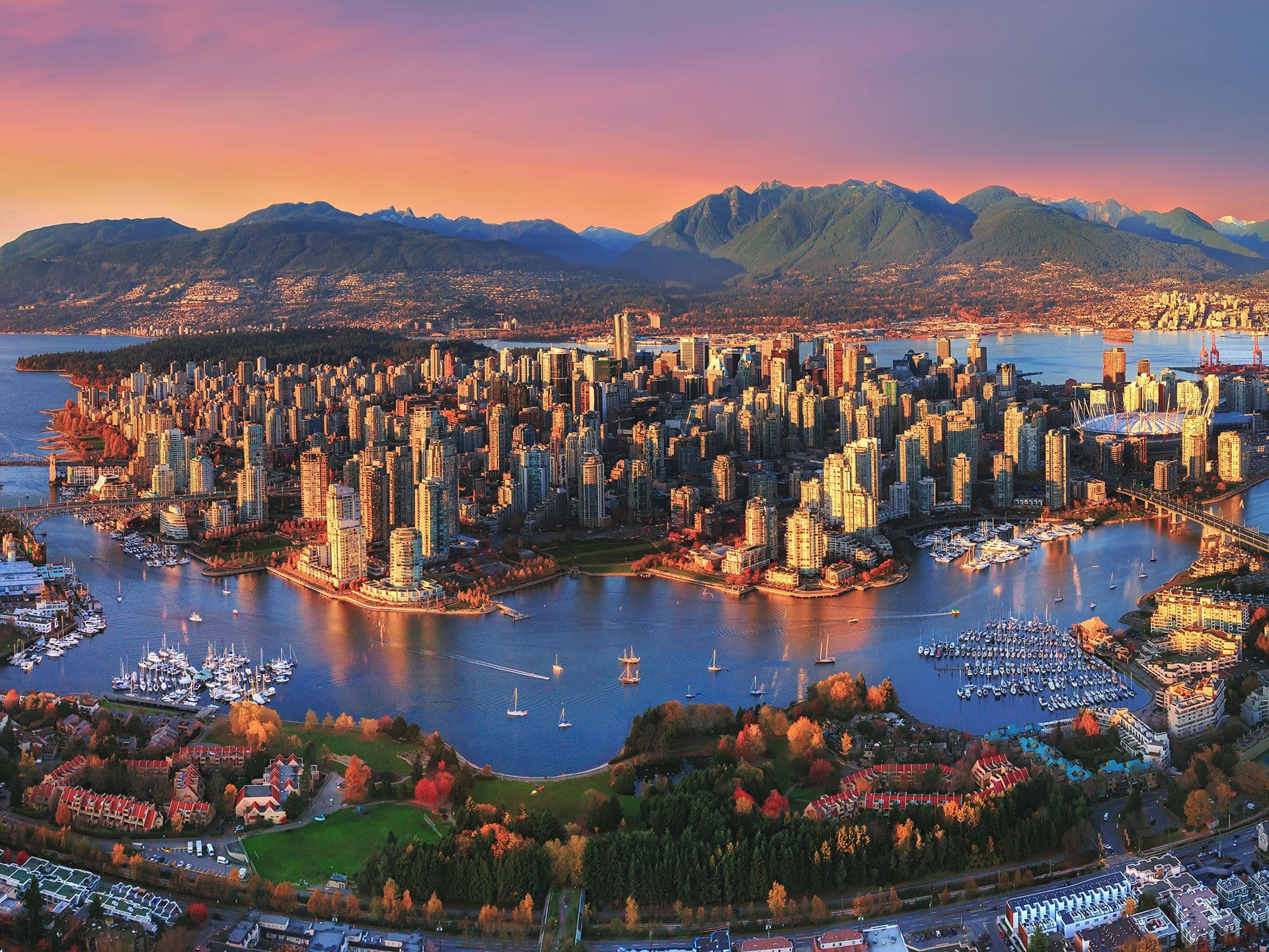 Vancouver, British Columbia skyline and harbour